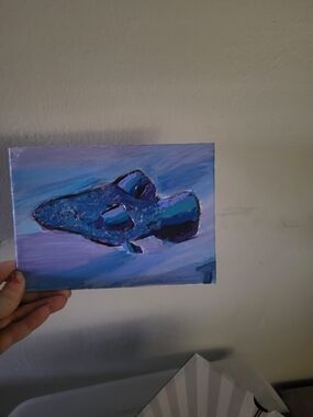 Original Blue/Purple Acrylic Painting of a Fish